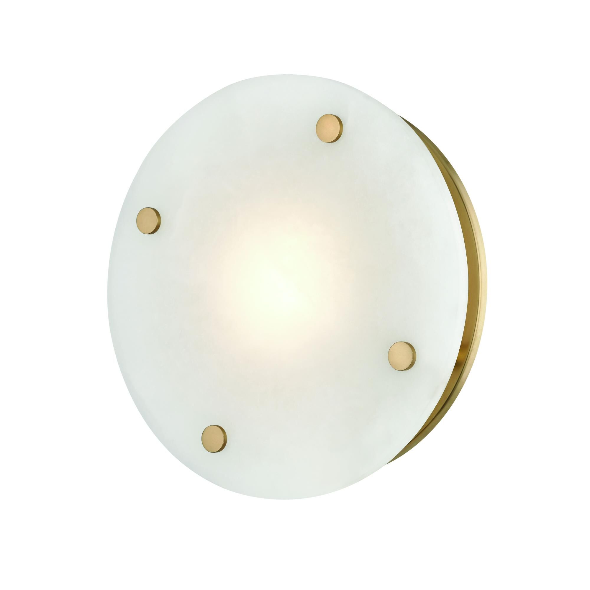 Shown in Aged Brass finish and White Alabaster glass